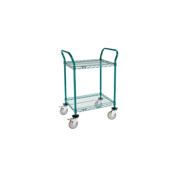 Gec Nexel Utility Cart, 2 Shelf, Poly-Green, 24"L x 18"W x 39"H, Polyurethane Brake Casters 1824P2GB - main
